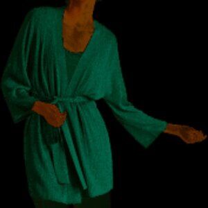NWT Alfani Ribbed Belted GREEN Cardigan